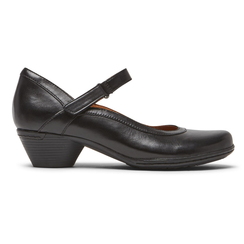 Rockport Singapore Womens Flats - Cobb Hill Laurel Mary Jane Black - HE2714965